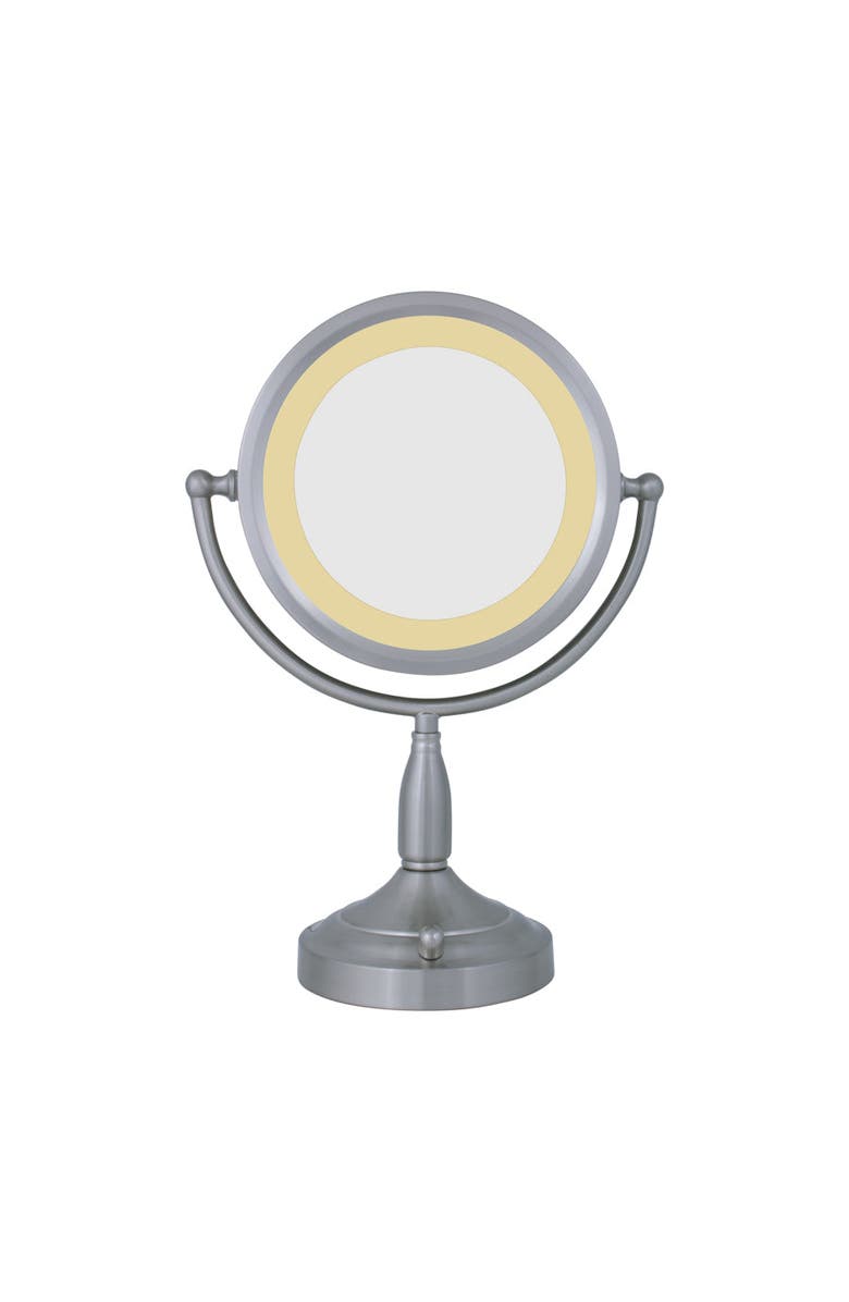Zadro Lighted Makeup Mirror with 8X/1X Magnifications, Main, color, Satin Nickel