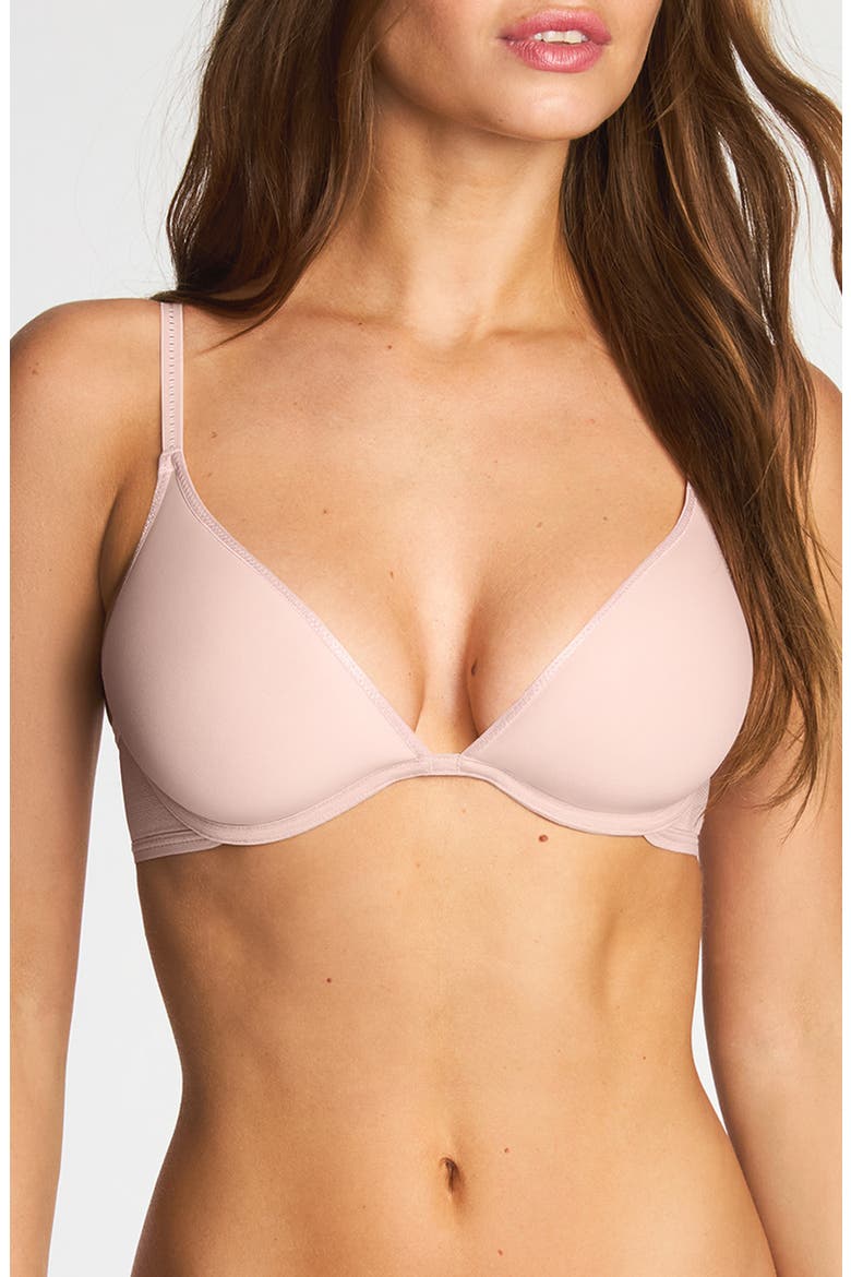 Full Transparency Plunge Underwire Bra, Alternate, color, ROSE SMOKE