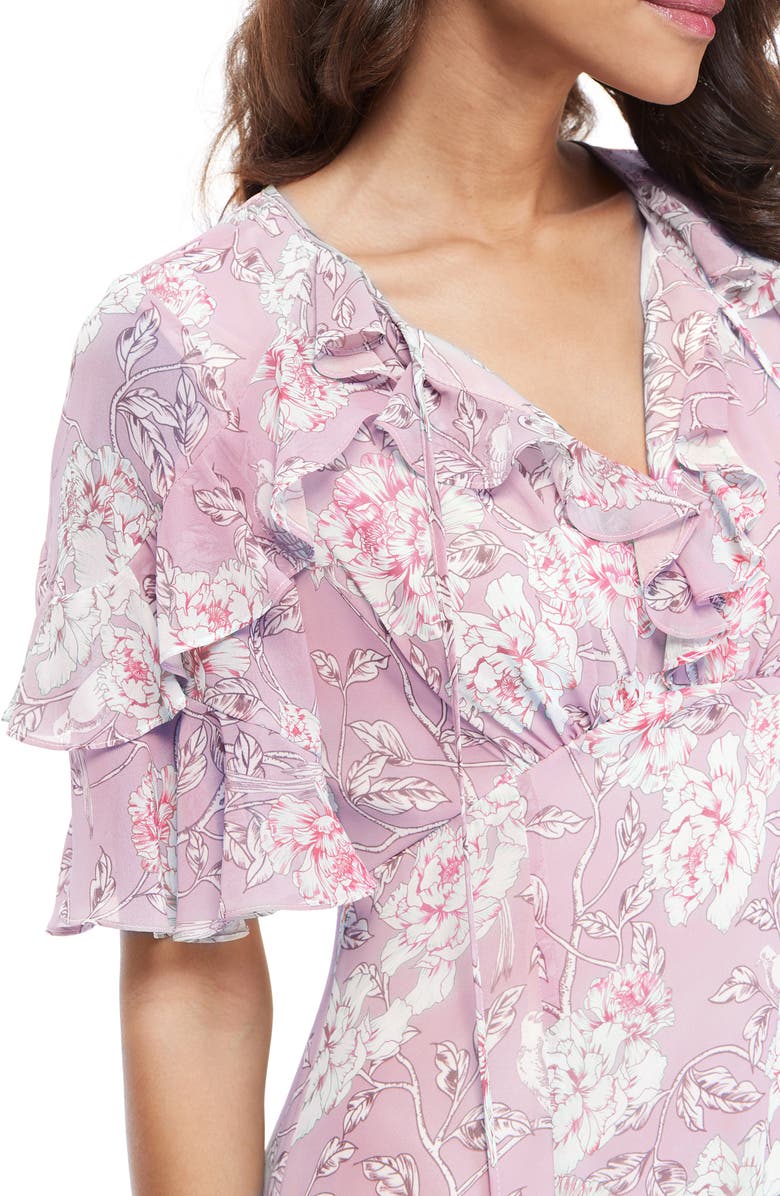 Gal Meets Glam Collection Shelby Tie Neck Ruffle Maxi Dress, Alternate, color, 