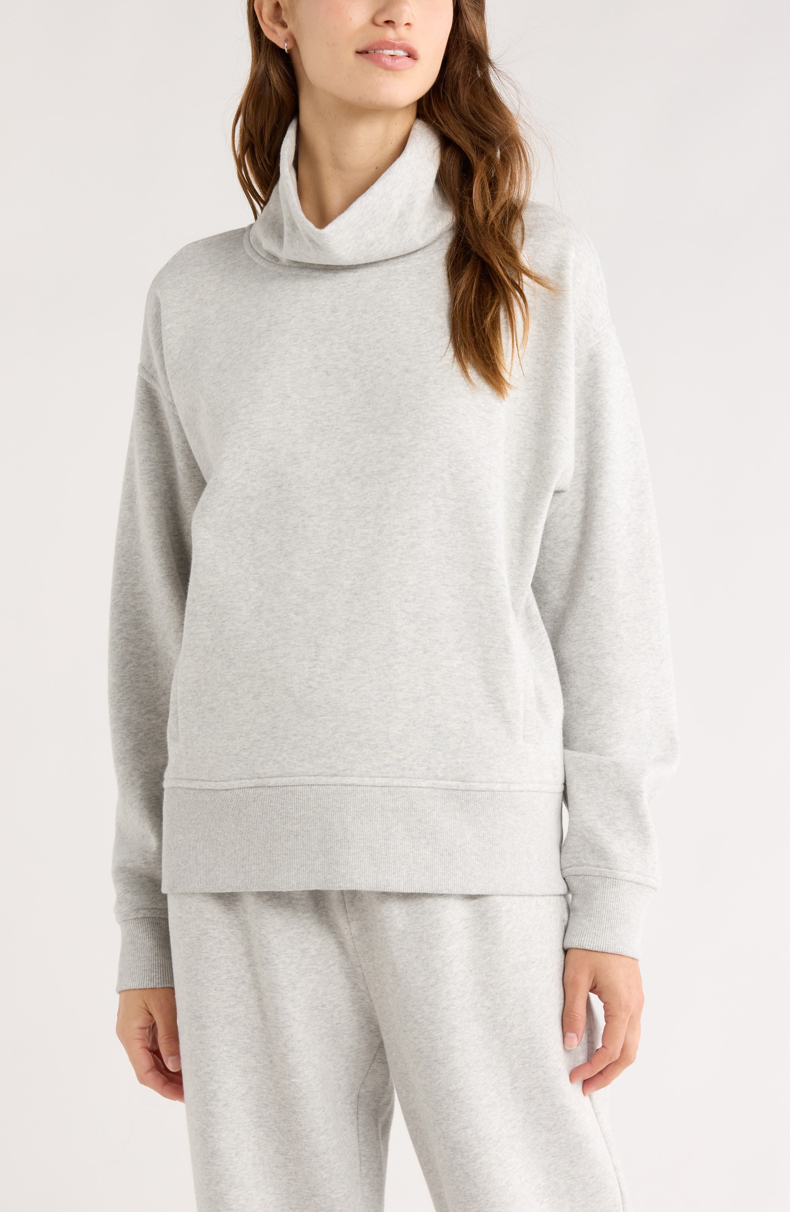 Zella Ultracozy Fleece Funnel Neck Top