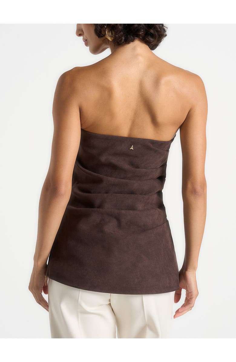 Manière De Voir Laurena Suede Tacked Longline Bandeau Top, Alternate, color, Brown