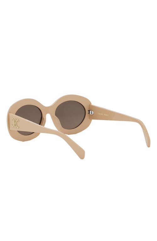 Shop Celine Triomphe 54mm Round Sunglasses In Shiny Beige/brown
