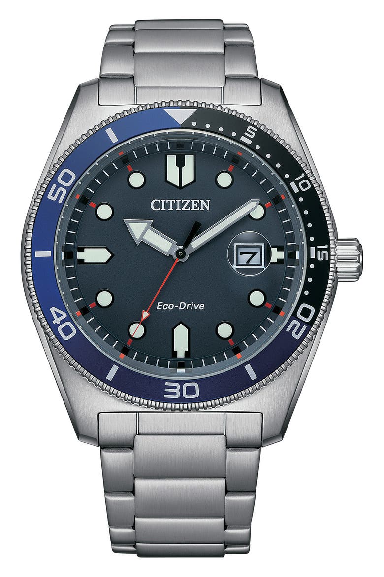Eco-Drive Classic Sport Bracelet Watch, 43mm, Main, color, SILVER