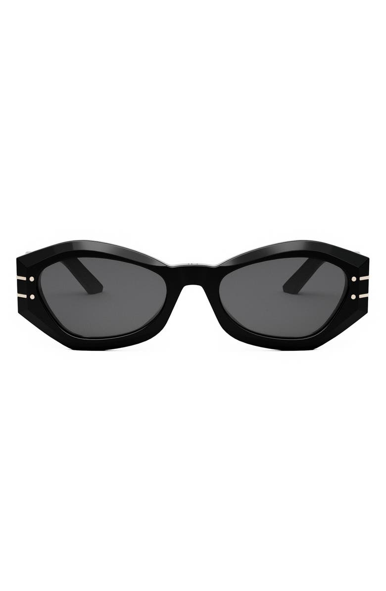 DIOR 'DiorSignature B1U 55mm Butterfly Sunglasses, Main, color, Shiny Black / Smoke
