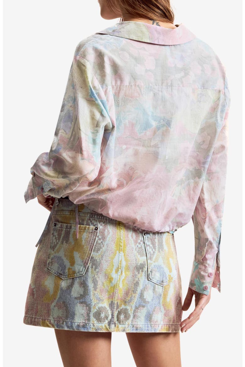 Floral Print Crop Shirt, Alternate, color, FUCHSIA