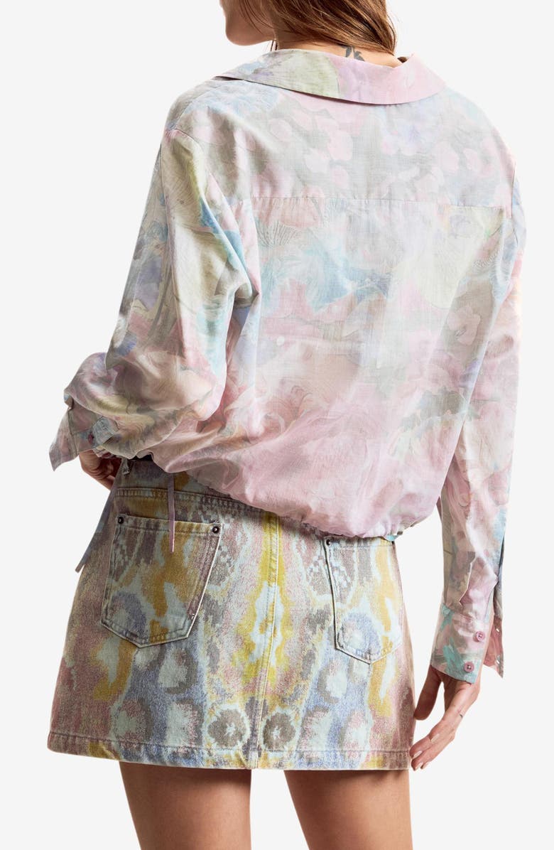 Desigual Floral Print Crop Shirt, Alternate, color, Fuchsia