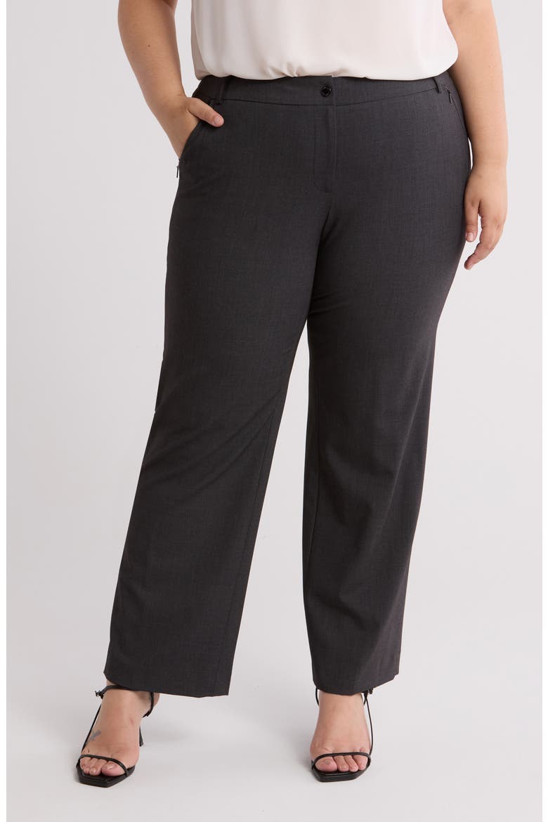 Woven Flat Front Pants, Main, color, CHARCOAL