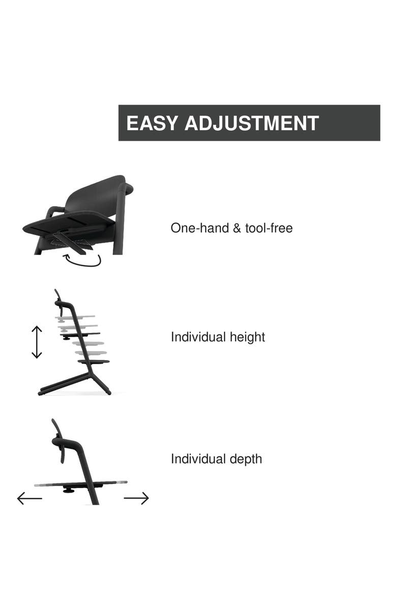 CYBEX LEMO 3-in-1 High Chair with Baby Set & Tray, Alternate, color, Stunning Black