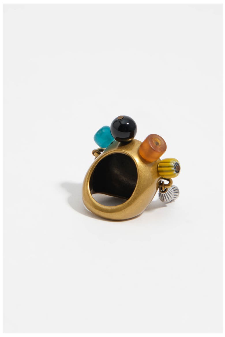 Multicolor Glass Mask Ring, Alternate, color, GOLD