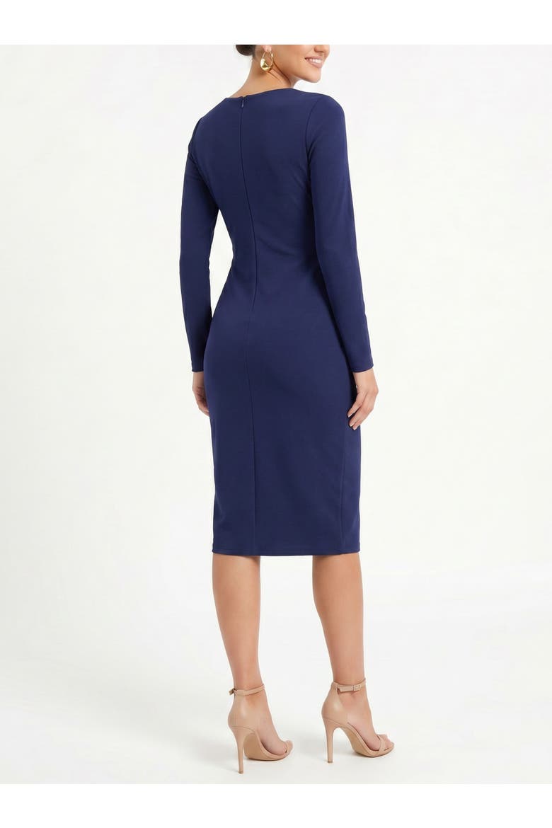 Bruni Long Sleeve Asymmetrical Midi Dress, Alternate, color, Navy