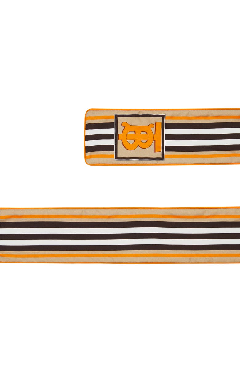 Burberry Icon Stripe & Fish Scale Print Skinny Silk Scarf, Alternate, color, 