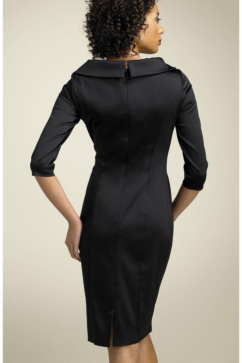 Stretch Satin Sheath Dress, Alternate, color, BLACK
