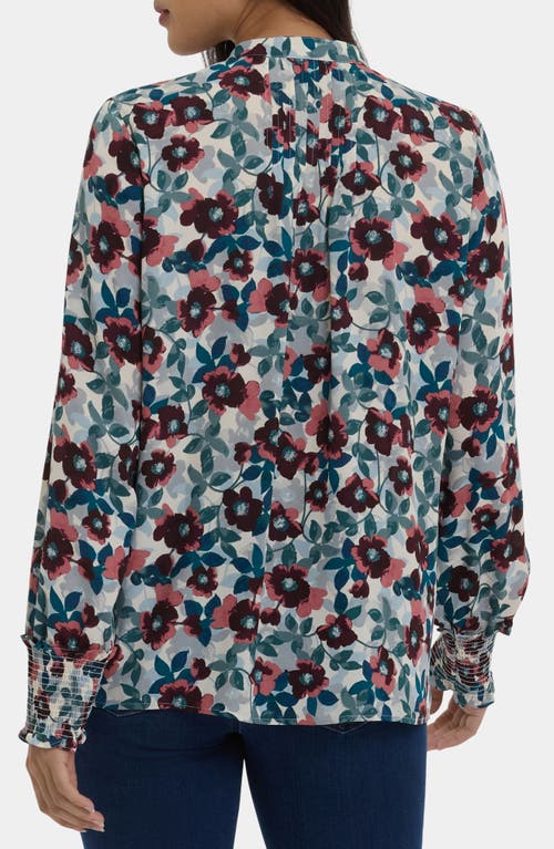 Nydj Pleated Peasant Blouse In Blue
