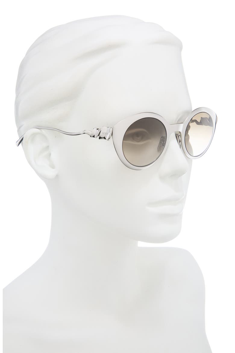 Coil 48mm Round Sunglasses, Alternate, color, SHINY PALLADIUM / BROWN
