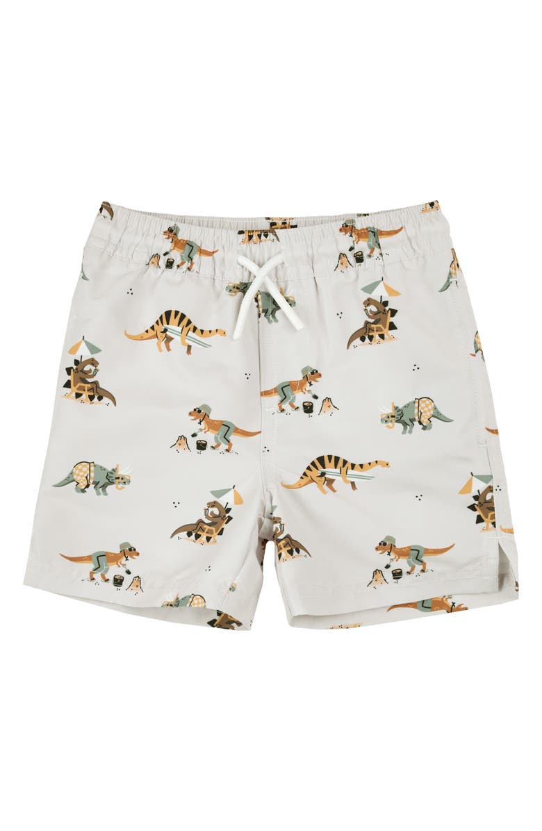 Petit Lem Kids' Beach Dinos Swim Trunks, Main, color, Beige