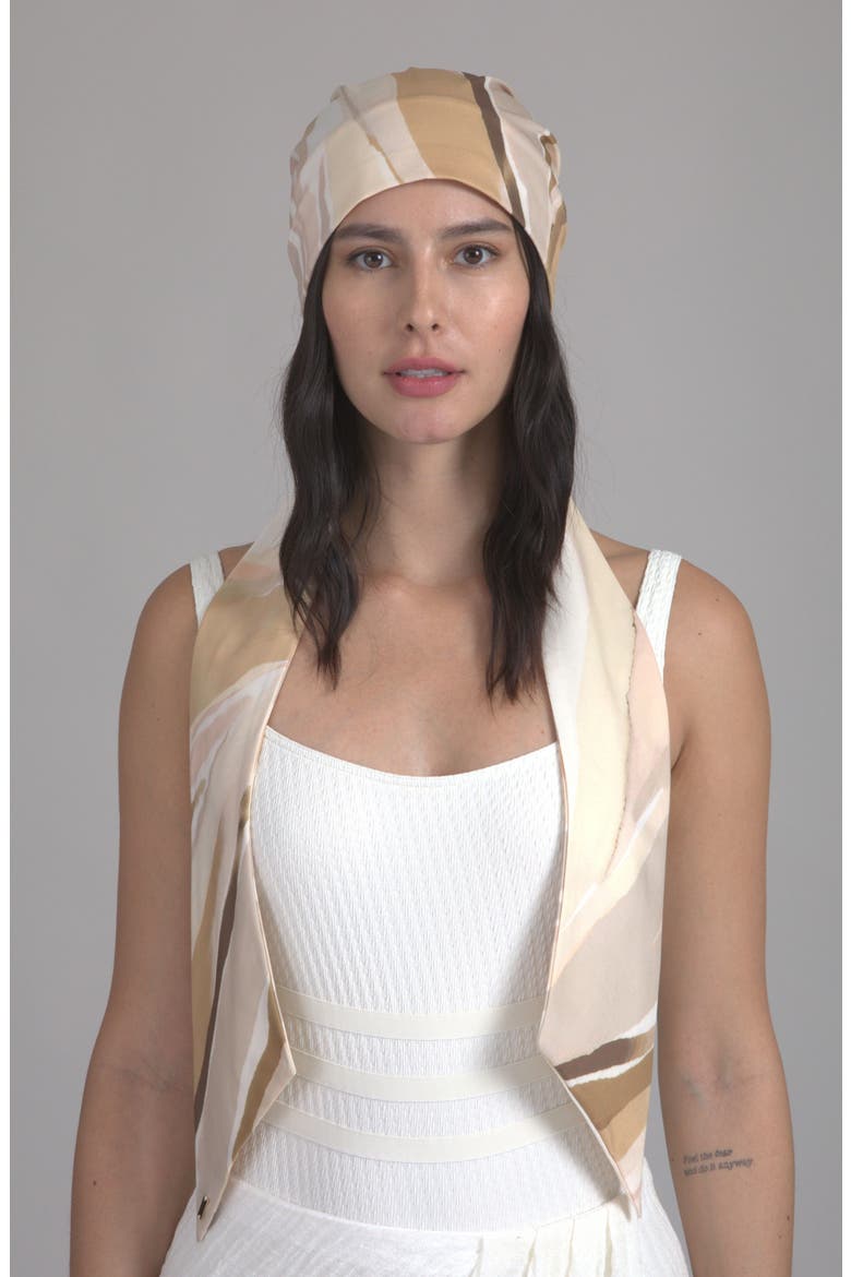 Gigi Satin Head Wrap, Alternate, color, IVORY/ BEIGE