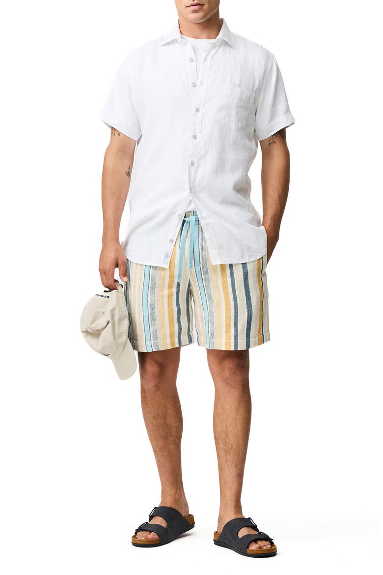 Lakeland Stripe Cotton Blend Drawstring Shorts, Alternate, color, YELLOW/ BLUE MULTI