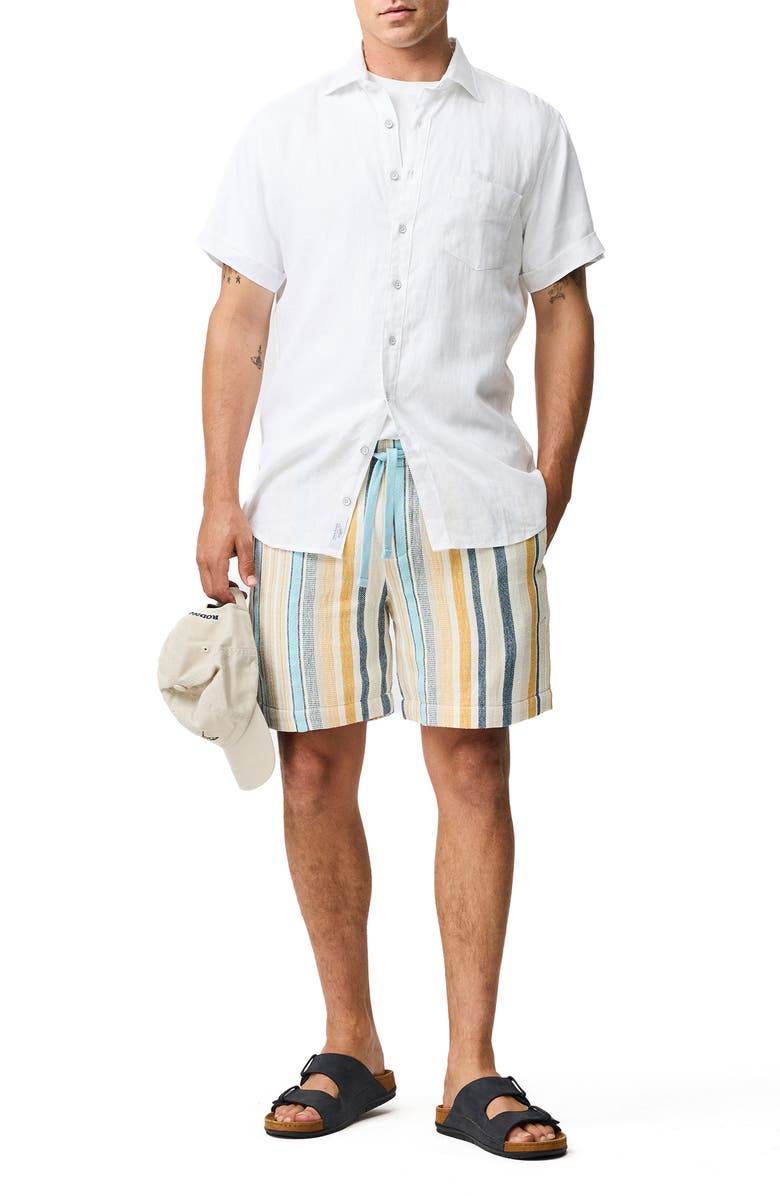 Rodd & Gunn Lakeland Stripe Cotton Blend Drawstring Shorts, Alternate, color, Yellow/ Blue Multi