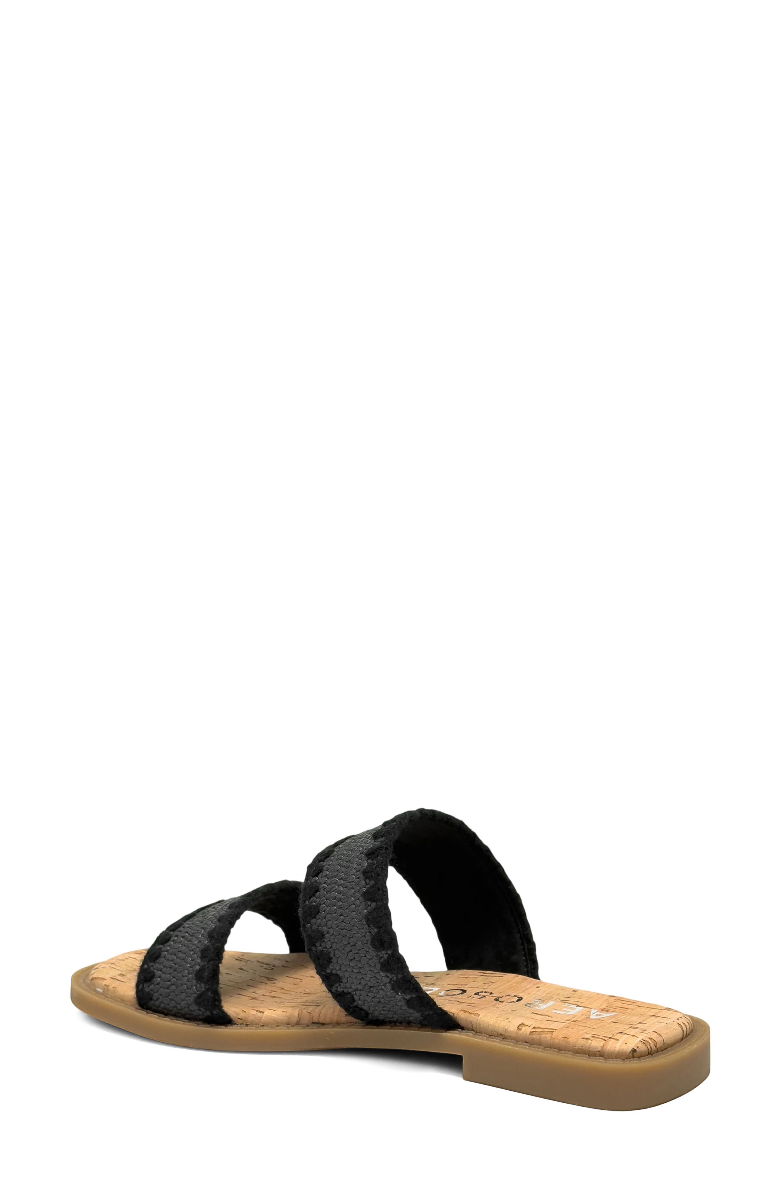 Aerosoles Centro Two-Strap Sandal, Alternate, color, Black Raffia Elastic