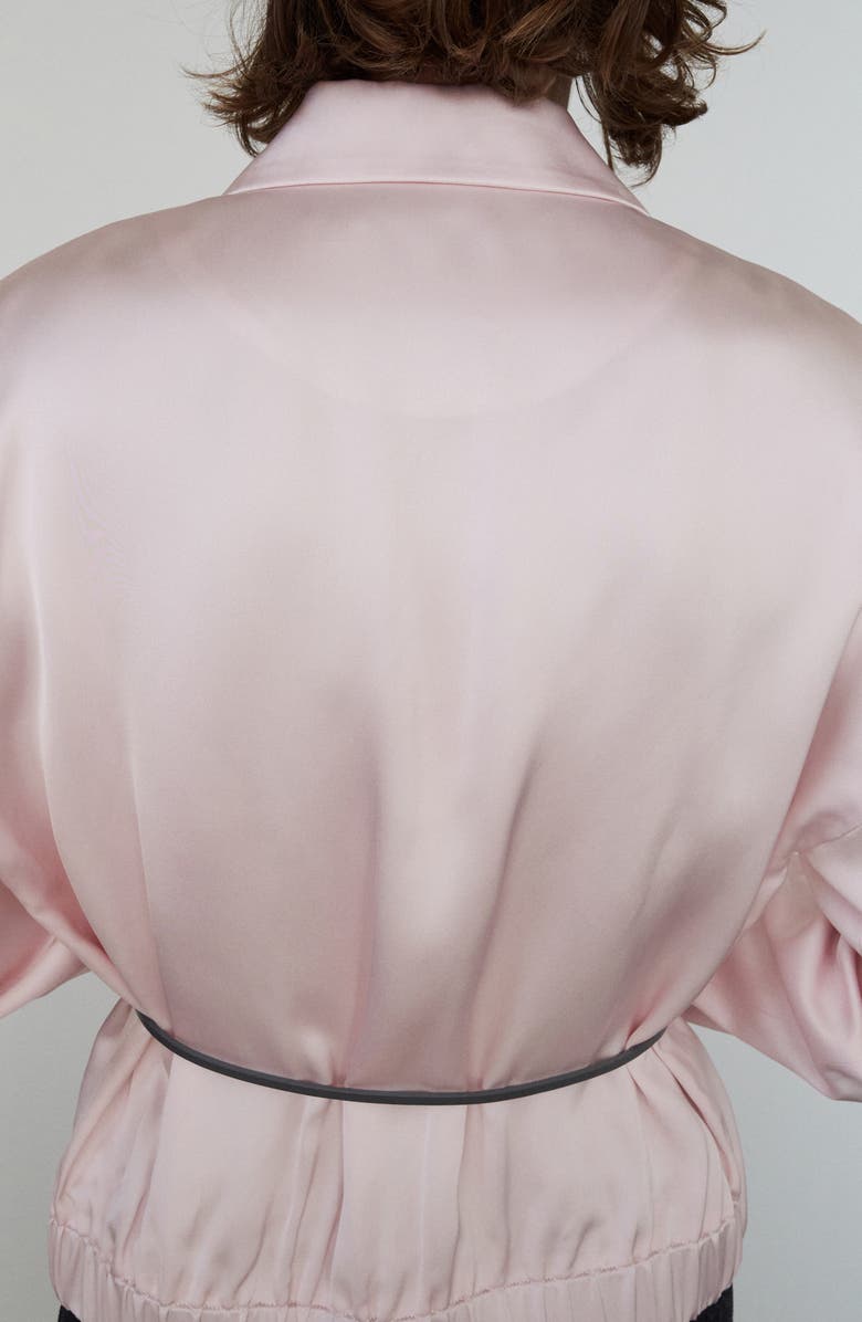 MANGO Selection Satin Bomber Jacket, Alternate, color, Pastel Pink