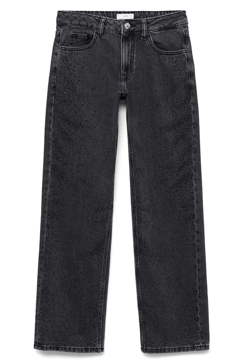 Rhinestone Straight Leg Jeans, Alternate, color, BLACK DENIM