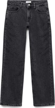 MANGO TEEN Rhinestone Straight Leg Jeans