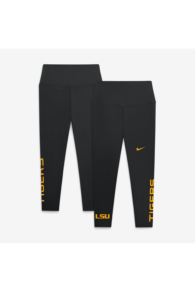 Women's Nike Black LSU Tigers Zenvy High Rise Dri-FIT 7/8 Leggings, Main, color, Black