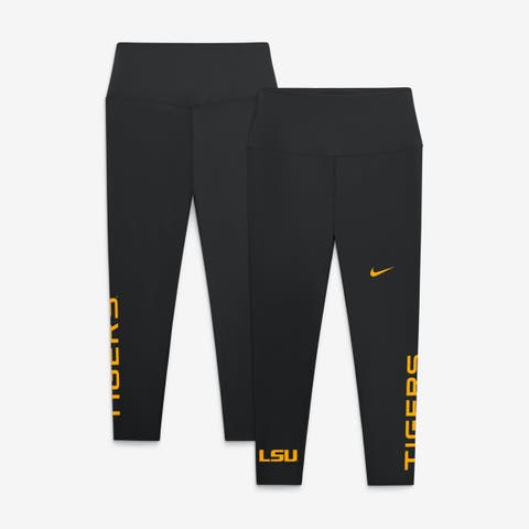 Women's Nike Black LSU Tigers Zenvy High Rise Dri-FIT 7/8 Leggings