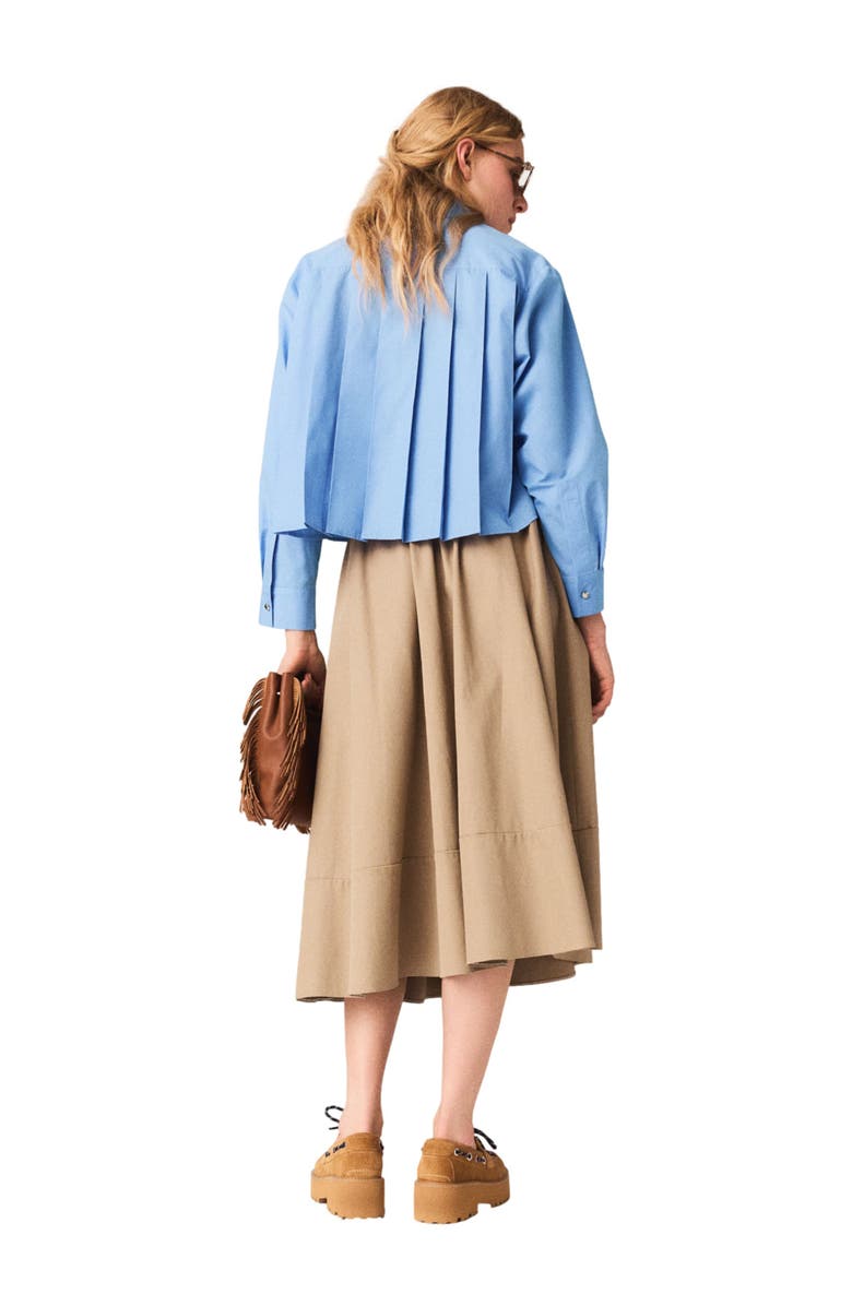 maje Pleated back embroidered shirt, Alternate, color, Blue