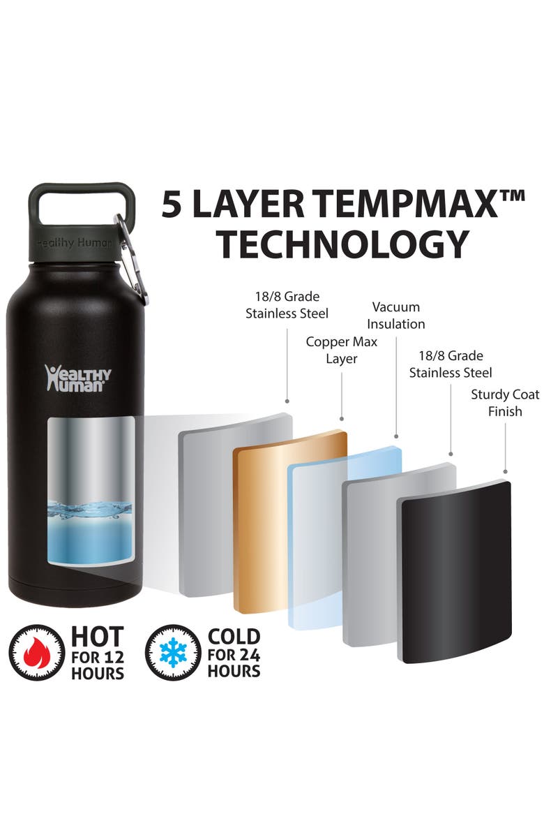 Healthy Human The Stein Water Bottle 40 oz, Alternate, color, Red Hot