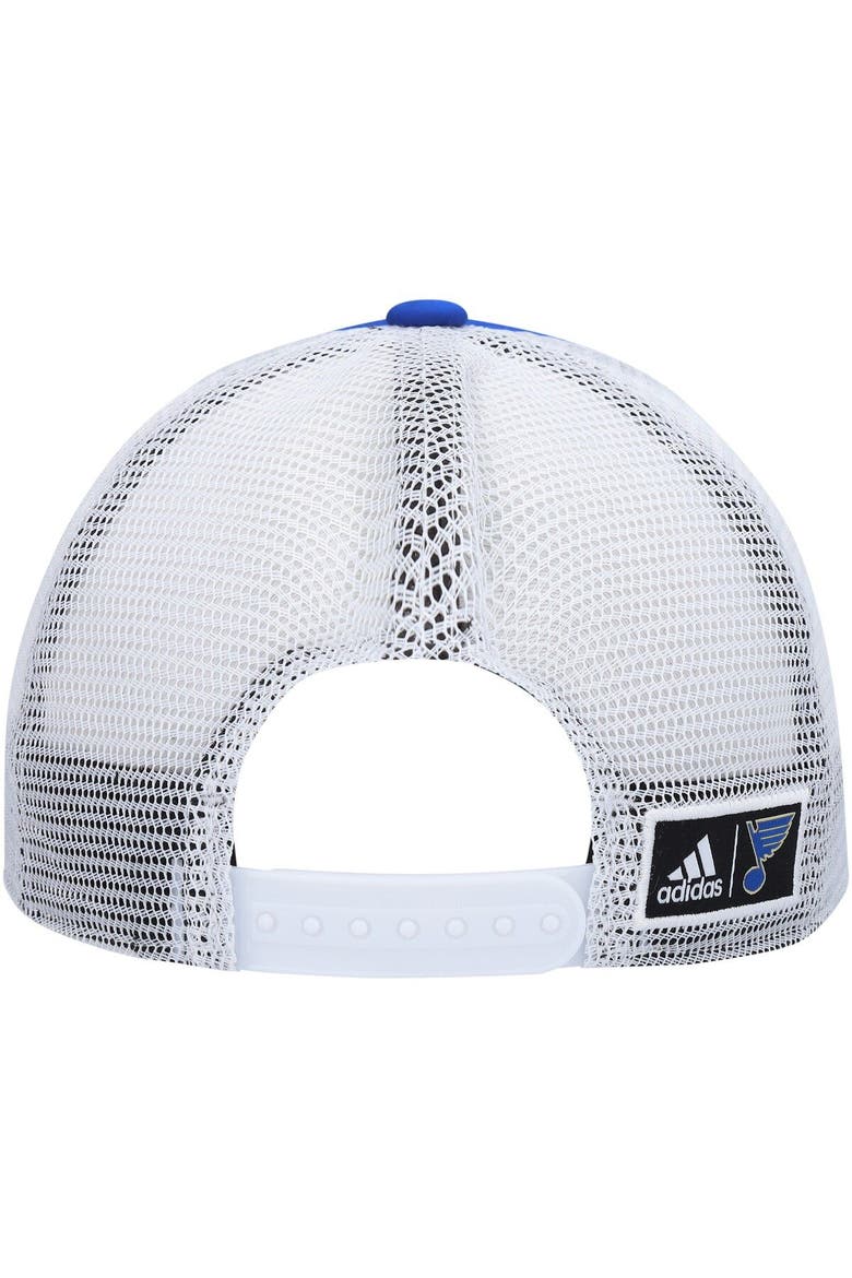 Men's adidas Blue/White St. Louis Blues Team Plate Trucker Snapback Hat, Alternate, color, Blue