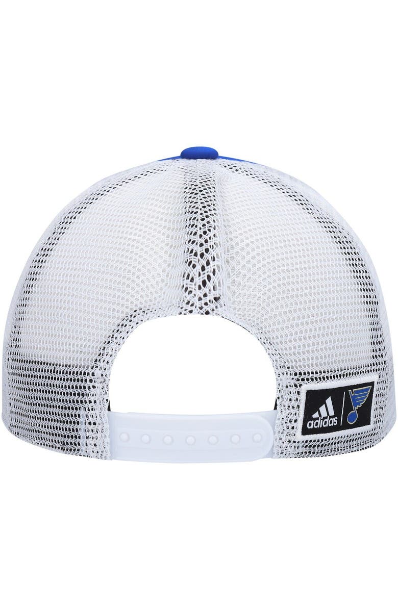 adidas Men's adidas Blue/White St. Louis Blues Team Plate Trucker Snapback Hat, Alternate, color, Blue