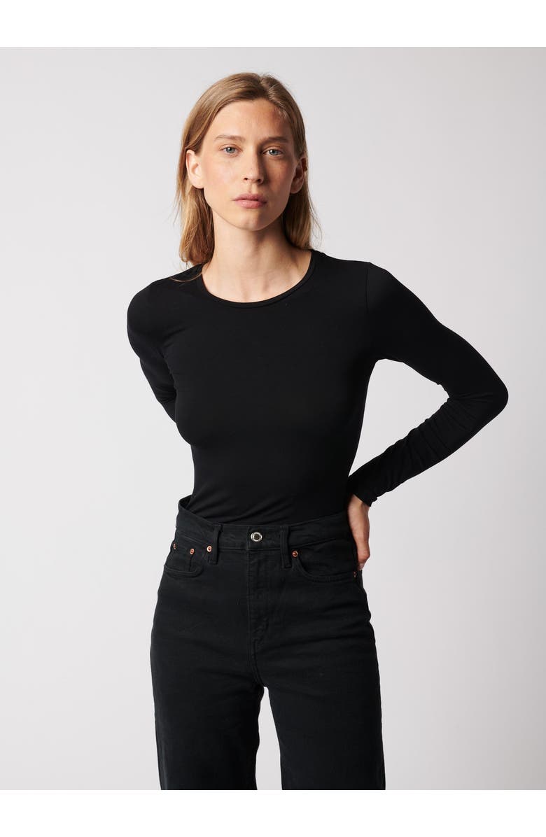 Majestic Filatures Soft Touch Long Sleeve Crewneck T-Shirt, Main, color, Noir