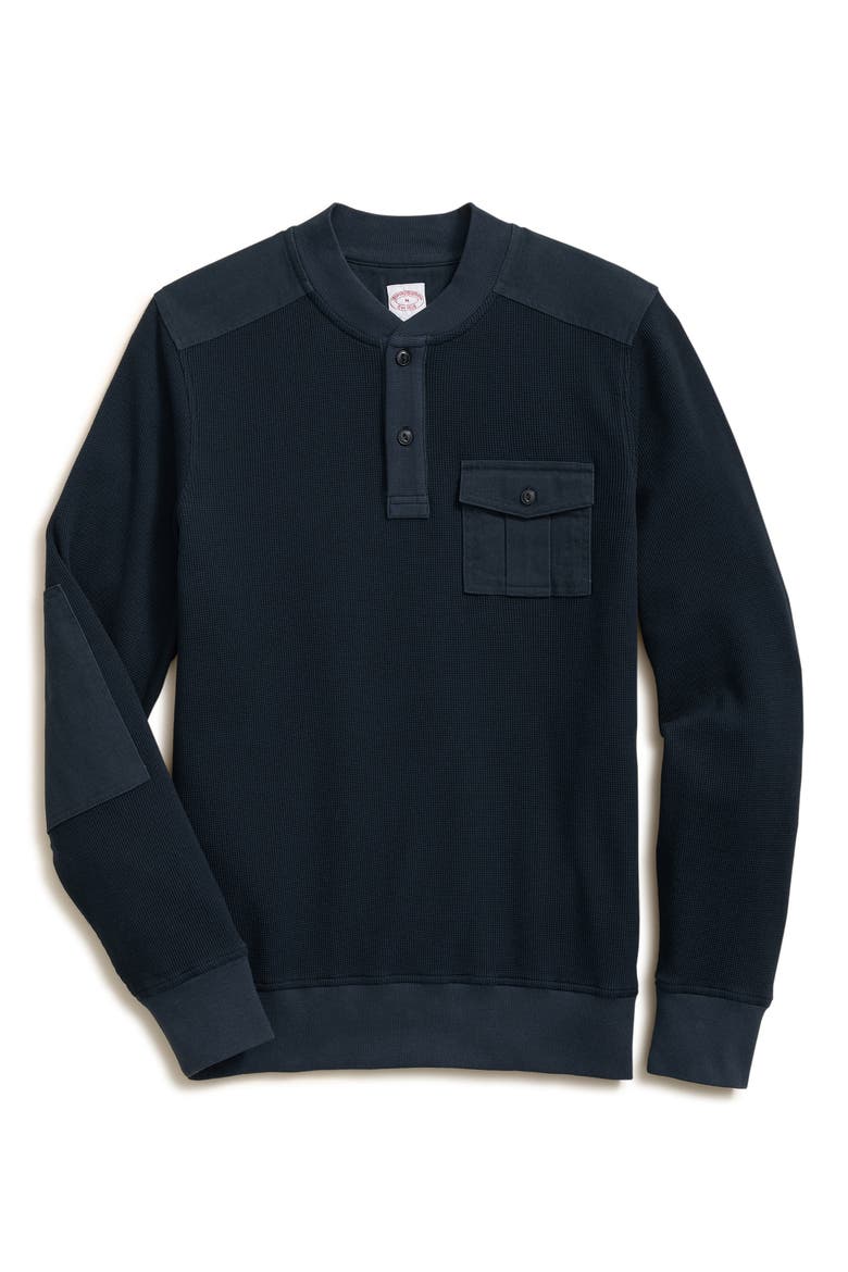 Waffle Stitch Stretch Cotton & Wool Henley, Alternate, color, NAVY