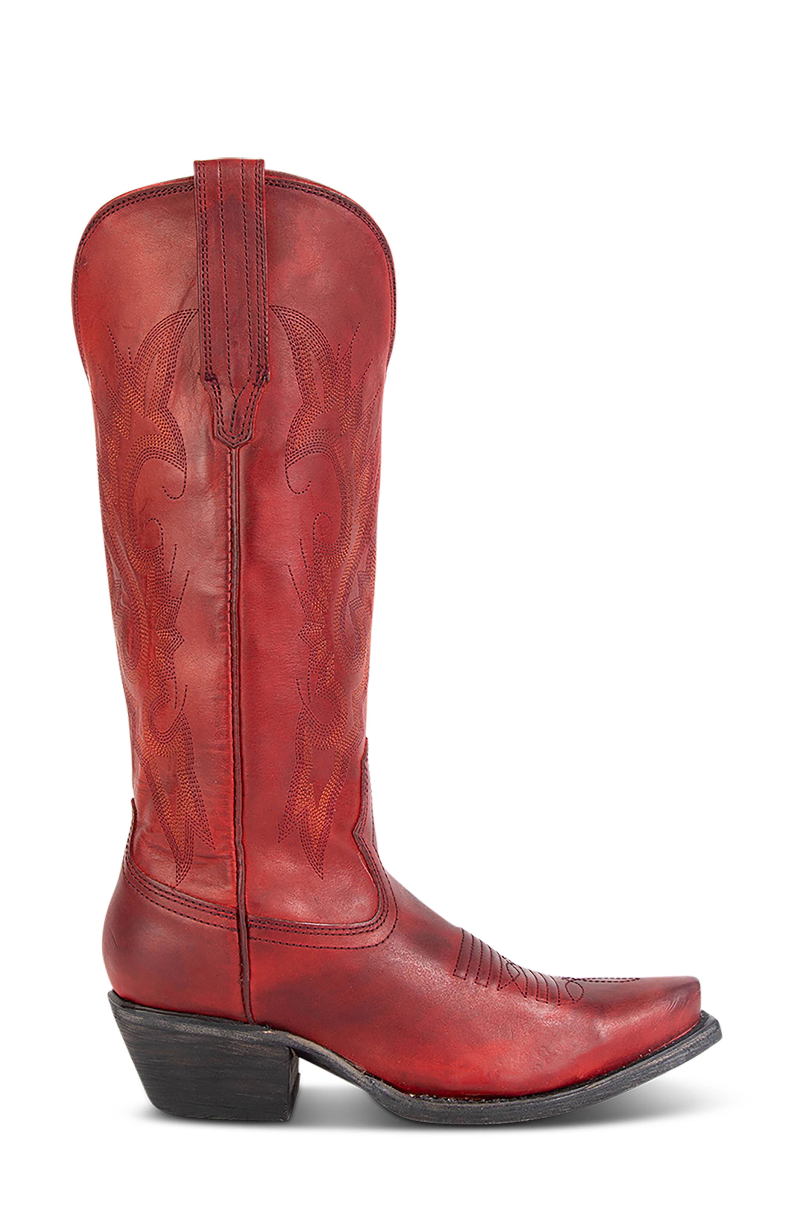 Woodland Leather Western Boot, Alternate, color, RED