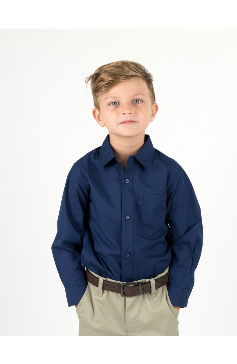 Leveret Boys Long Sleeve Dress Shirt, Alternate, color, Navy