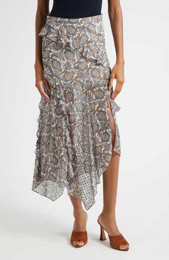 Veronica Beard Eleonora Paisley Silk Blend Asymmetric Skirt