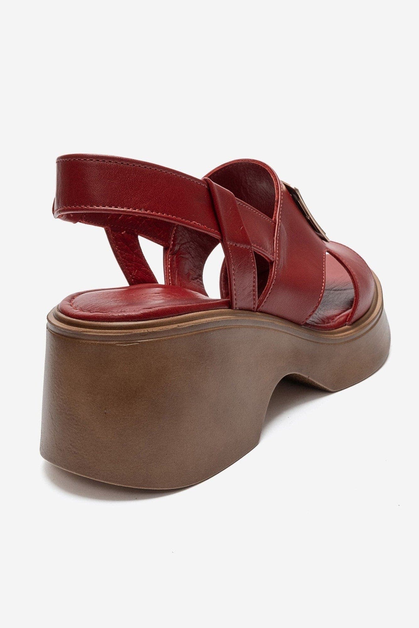 Lucia Leather Buckle Platform Sandal, Alternate, color, Red