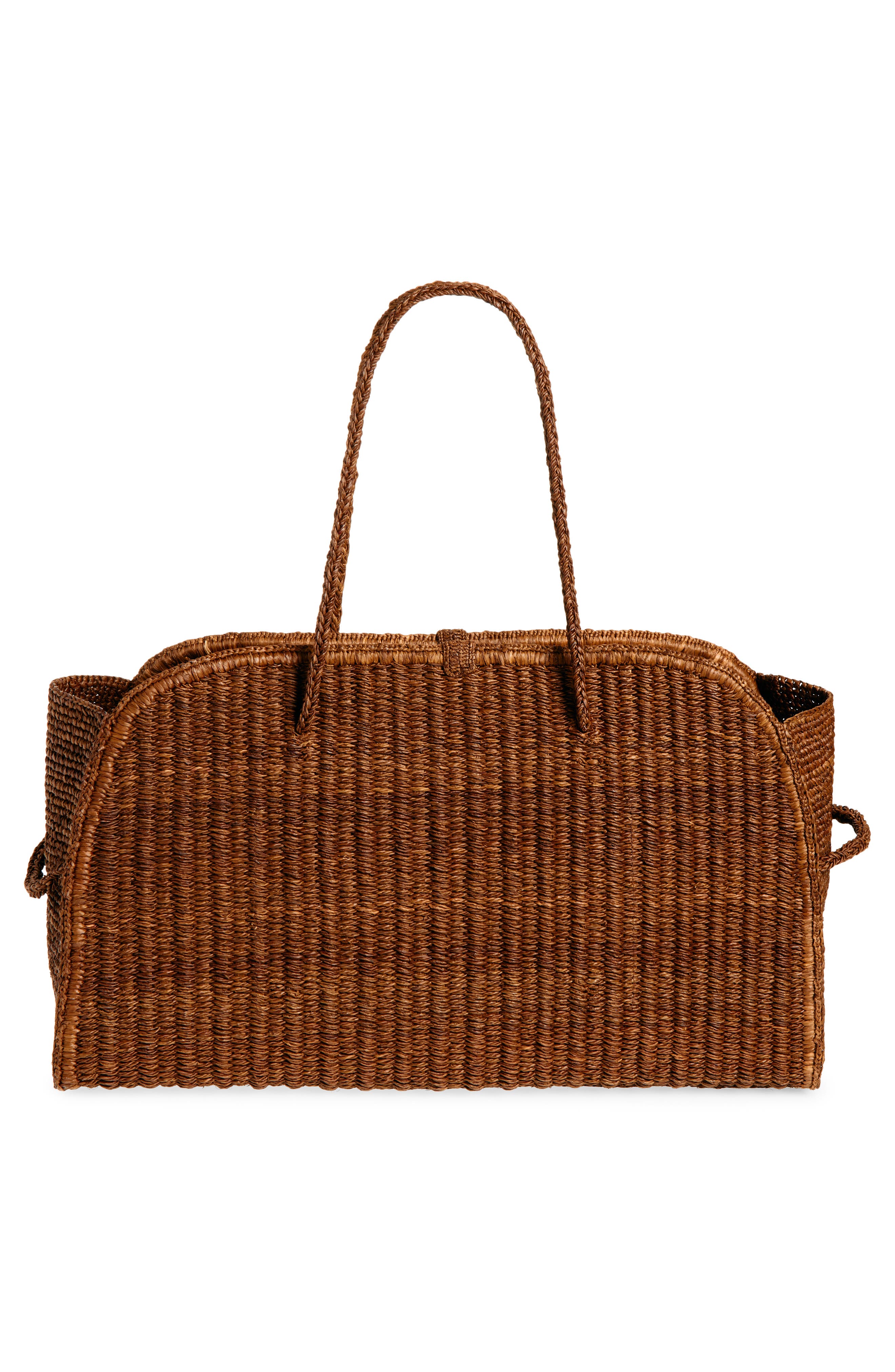 Jacquemus Le Grand Turismo Raffia Bowling Bag, Alternate, color, Camel