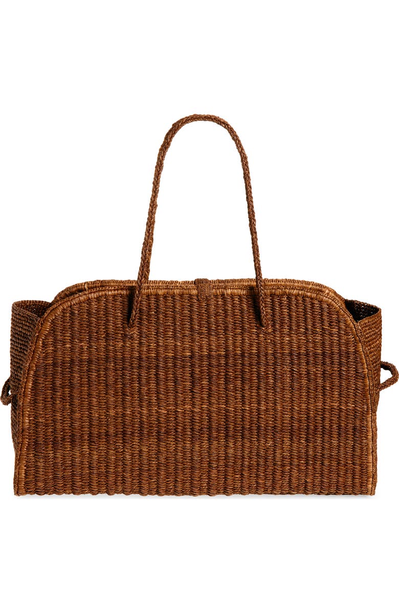 Jacquemus Le Grand Turismo Raffia Bowling Bag, Alternate, color, Camel