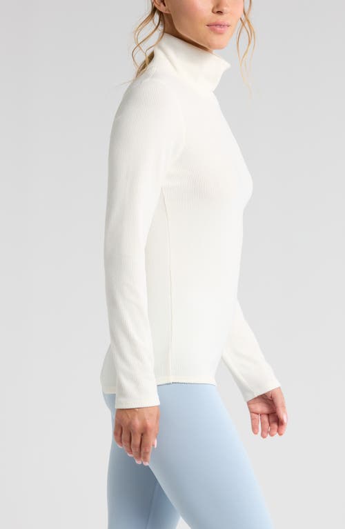 Zella Cozy Rib Mock Neck Top In Ivory Egret