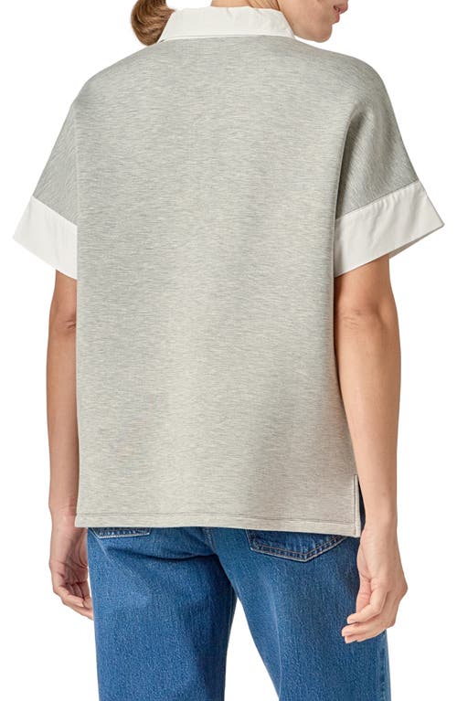 English Factory Mixed Media Polo In Gray