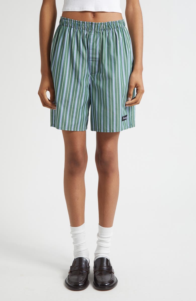Hommegirls Stripe Long Boxer Shorts, Main, color, Green Porto Stripe