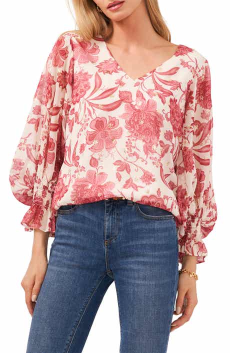 Vince Camuto Gemma Floral Print Bell Sleeve Top