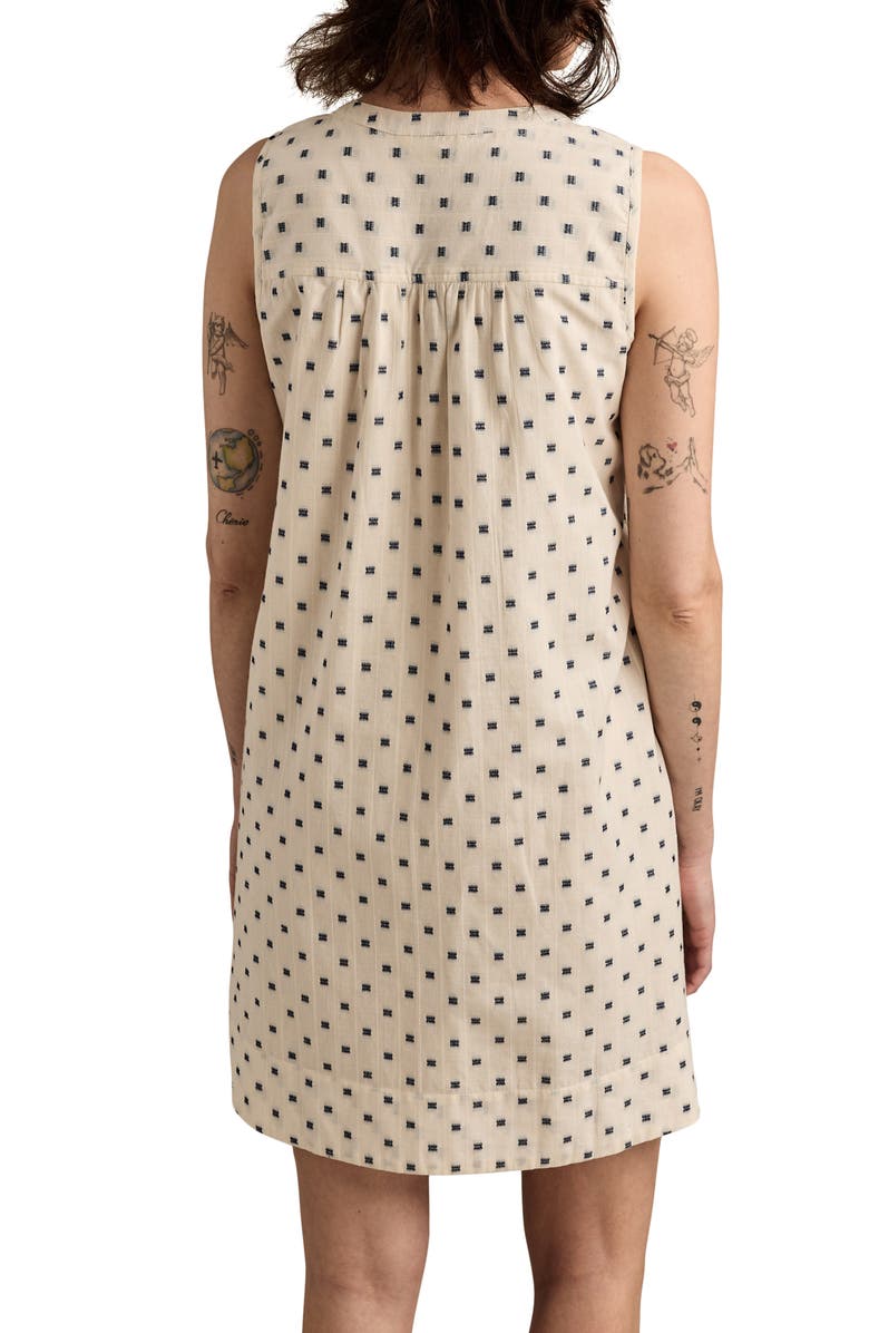 Lucky Brand Textured Pintuck Detail Cotton Blend Shift Minidress, Alternate, color, Cream