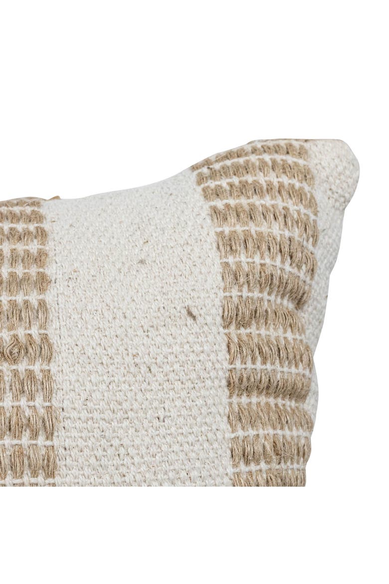 Tan Outer Striped Handwoven Filled Pillow, 14" x 36", Alternate, color, Beige