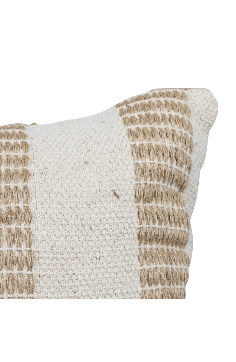 Foreside Home and Garden Tan Outer Striped Handwoven Filled Pillow, 14" x 36", Alternate, color, Beige