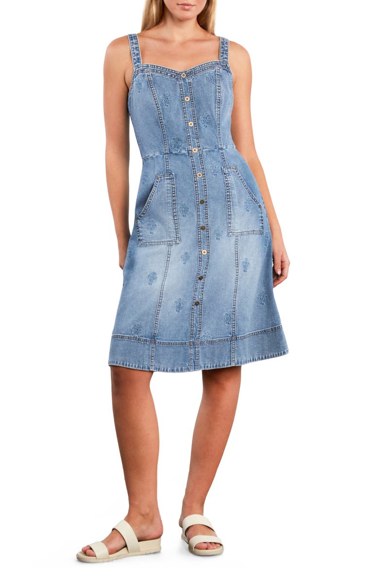 Topstitch Seamed Denim Dress, Main, color, DENIM DREAM