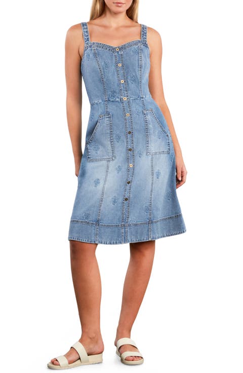 Topstitch Seamed Denim Dress