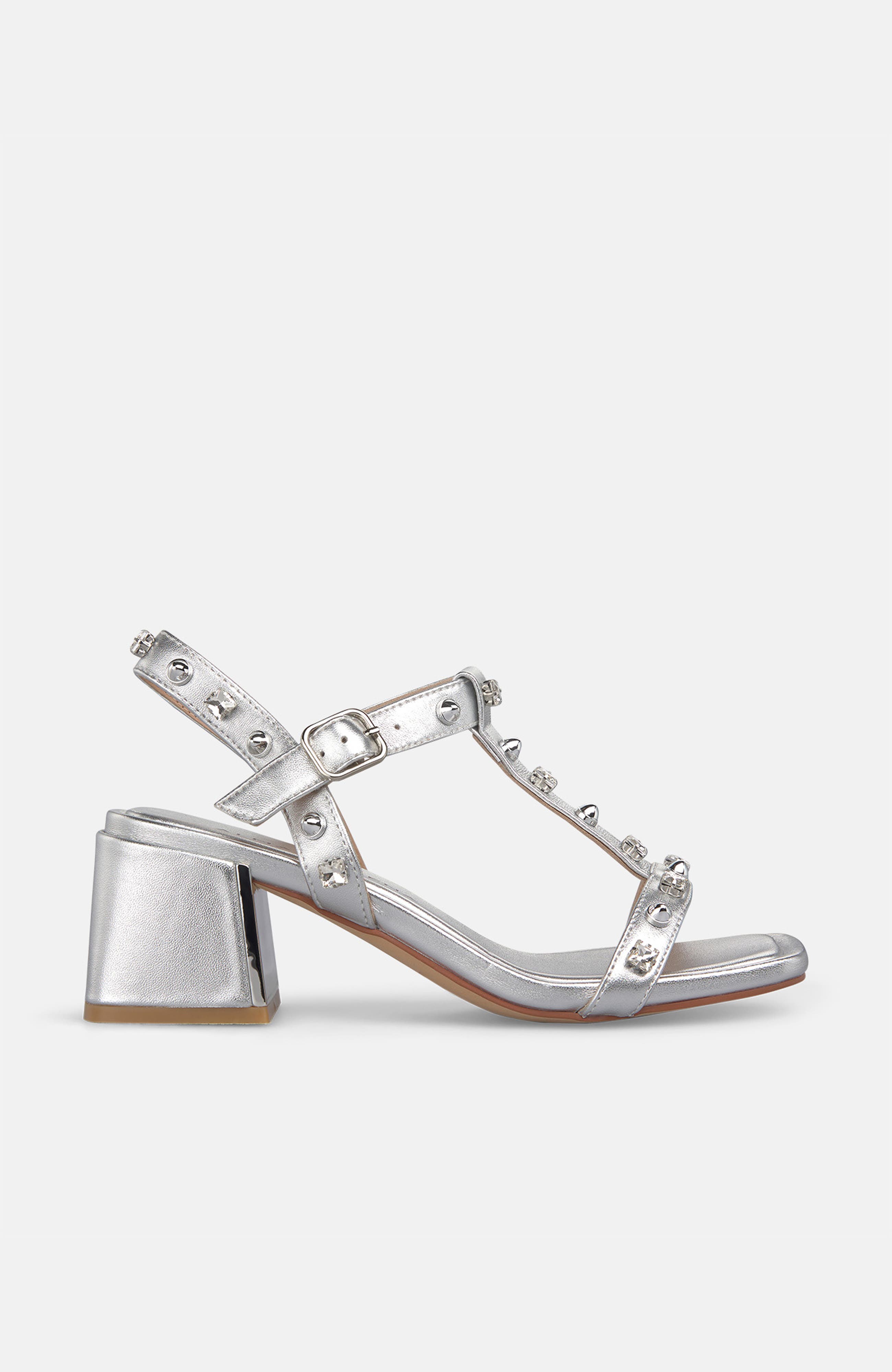 Metallic Sandal Rhinestones, Main, color, Silver